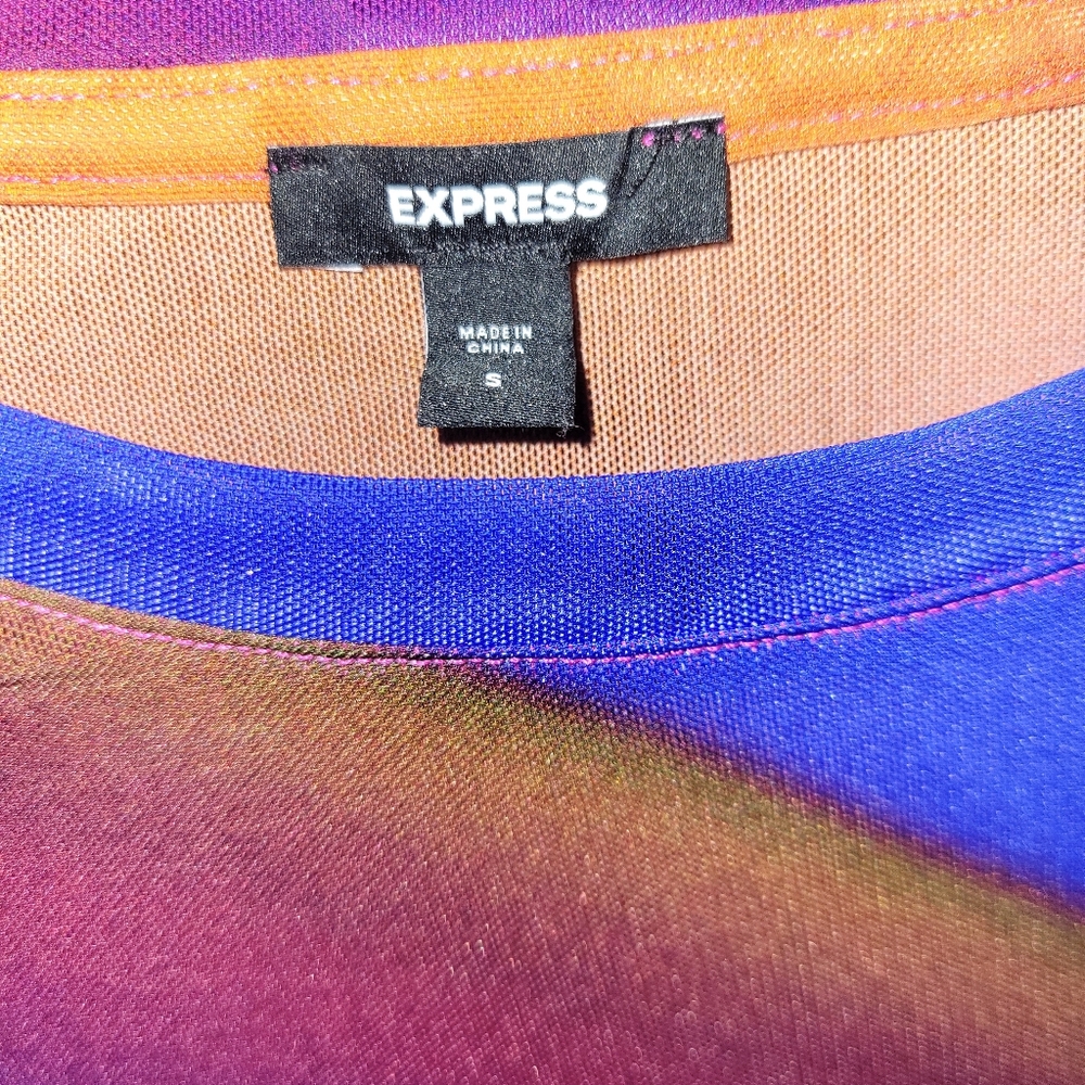 EXPRESS Sheer Multi Color Top S - Picture 2 of 3